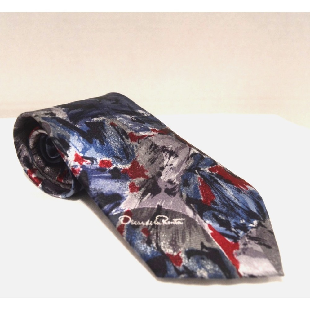 Oscar de la Renta Studio Men's Tie Multi-Color Abstract Design Made in USA